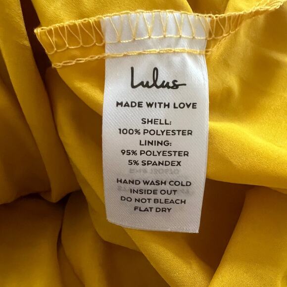 Lulus True as Can Be Mustard Yellow Burnout Floral Ruffled Mini Dress NWT XL - Picture 9 of 10